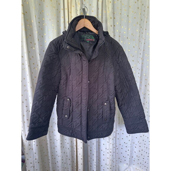 Weathercast Women's Quilted Hideaway Hoodie Zipper & Button Up Parka Jacket XL - Picture 2 of 12